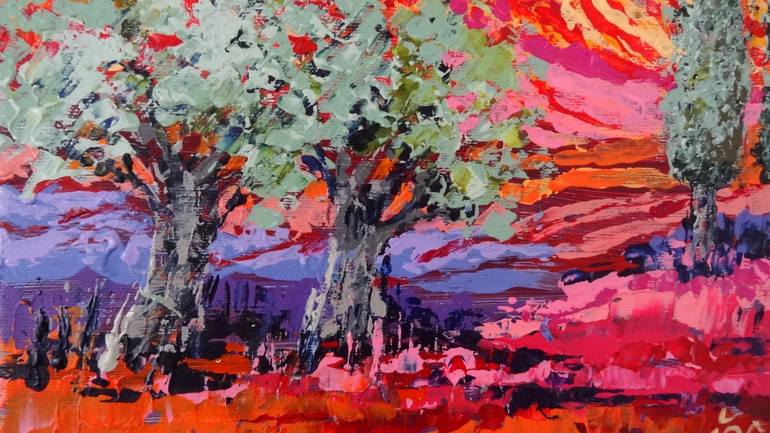 Original Abstract Expressionism Landscape Painting by Inelouise Mourick