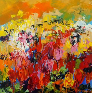 Saatchi Art Artist IneLouise Mourick; Paintings, “Chaos in a field of tulips” #art