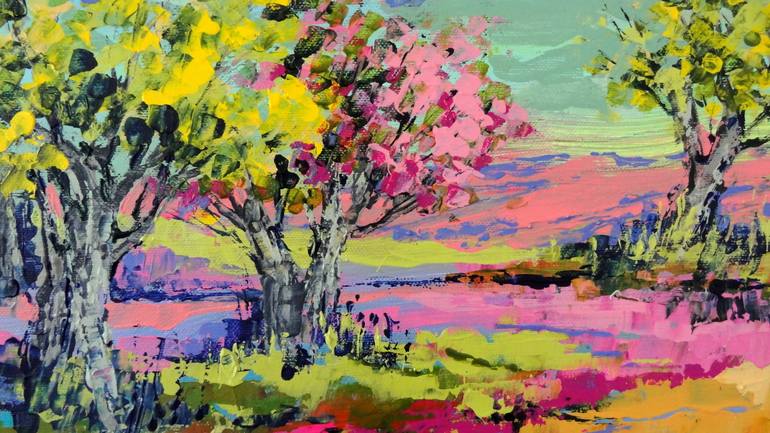 Original Abstract Expressionism Landscape Painting by Inelouise Mourick
