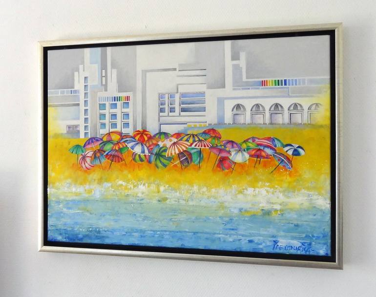 Original Abstract Beach Painting by IneLouise Mourick