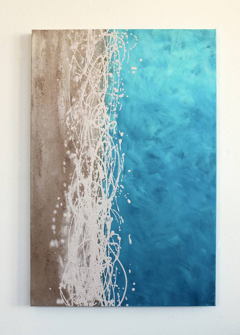 Original Abstract Beach Painting by Leah Fitts