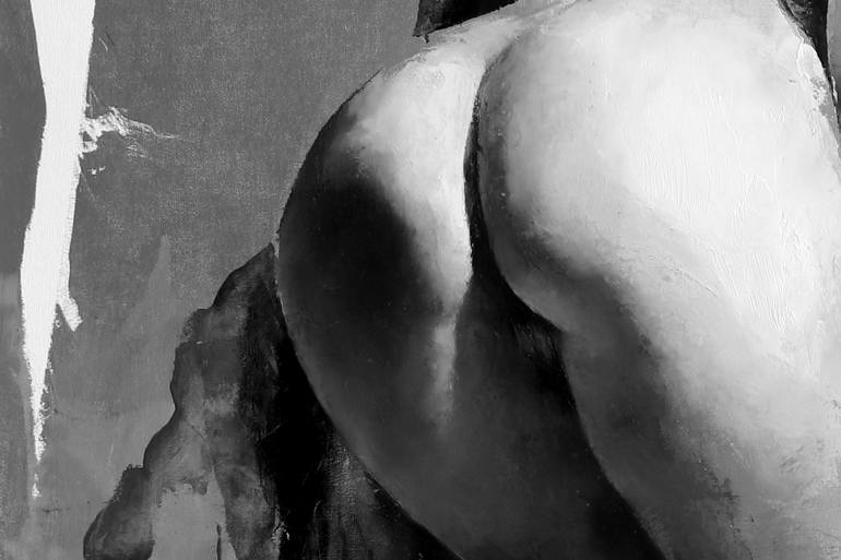 Original Black & White Nude Painting by Jonas Kunickas