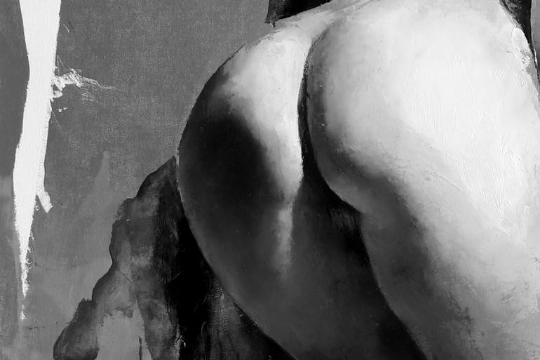 Original Black & White Nude Painting by Jonas Kunickas