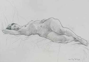Print of Figurative Nude Drawings by Michele Bajona