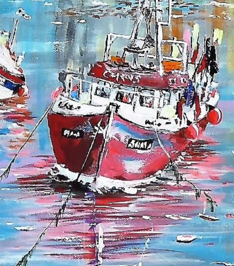 Original Expressionism Boat Painting by chris sheldrake