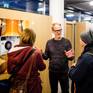 During a CameraSelfies solo exhibition; explaining the background of the project to visitors (Photography: C. Bockermann)