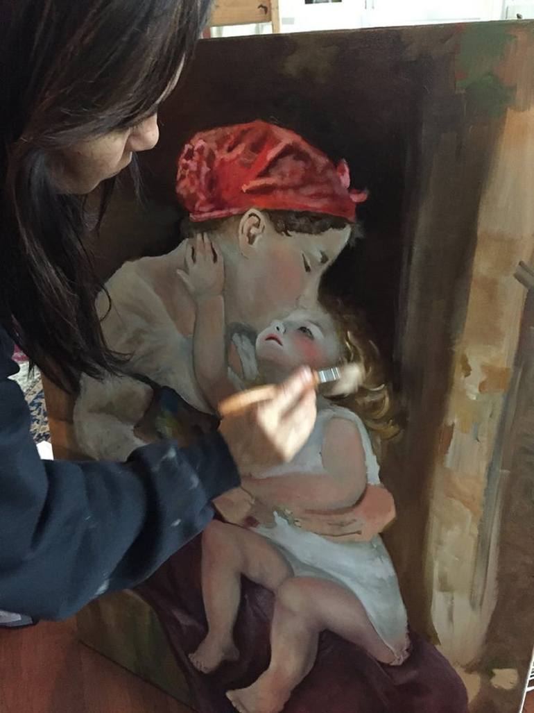 Original Figurative Women Painting by Roxana Gonzales