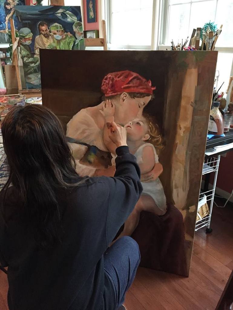 Original Figurative Women Painting by Roxana Gonzales