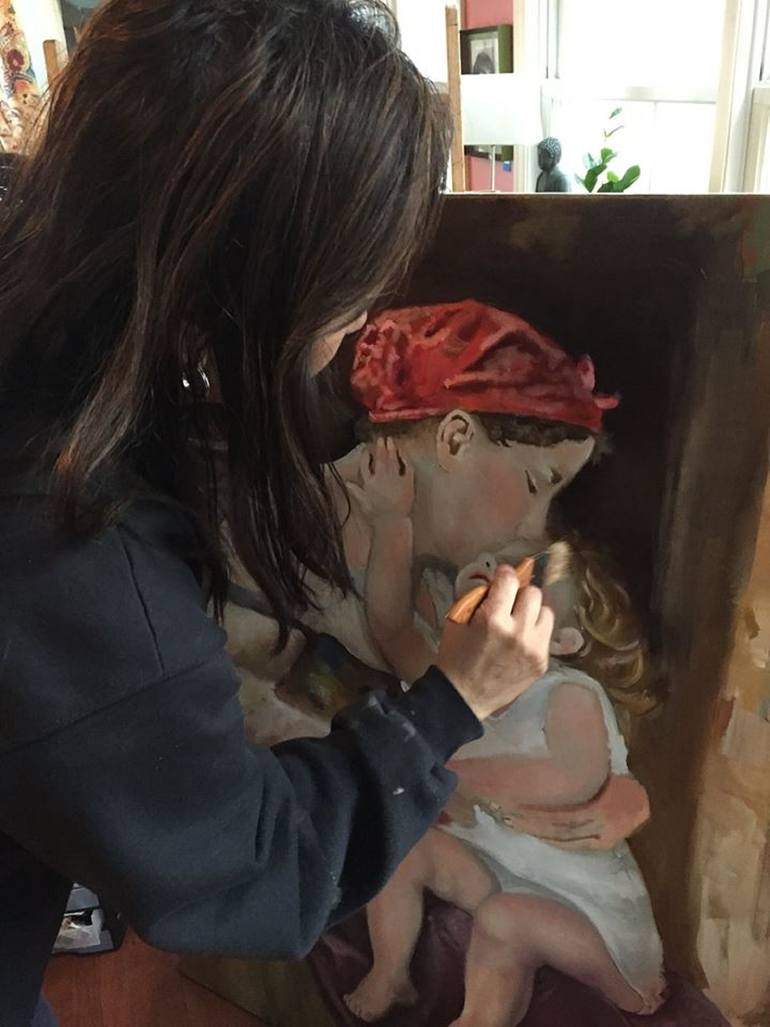 Original Figurative Women Painting by Roxana Gonzales
