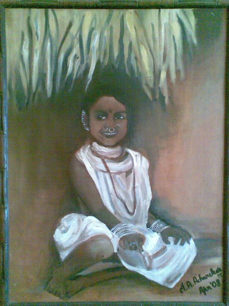 Adivasi Girl Painting by Meghana Acharekar | Saatchi Art