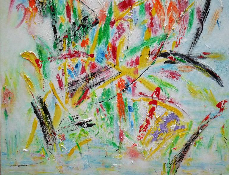 Original Abstract Garden Painting by Karel Van Camp