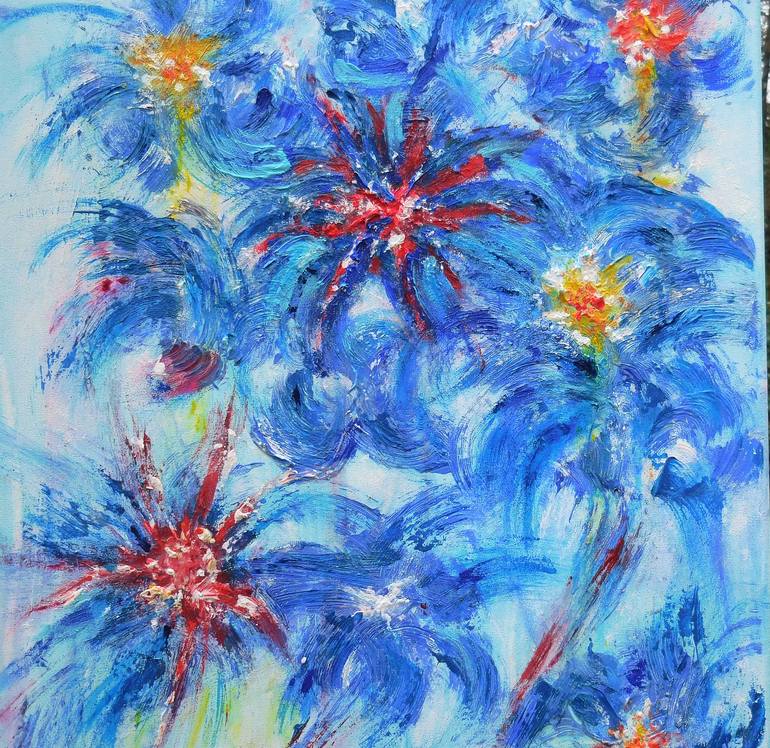 Original Abstract Expressionism Floral Painting by Karel Van Camp
