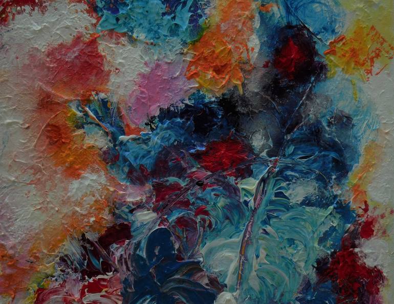 Original Abstract Floral Painting by Karel Van Camp