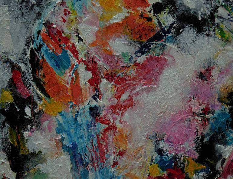 Original Abstract Floral Painting by Karel Van Camp