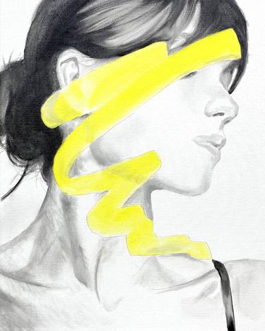 Portrait with yellow accent  40 x 50 cm. thumb