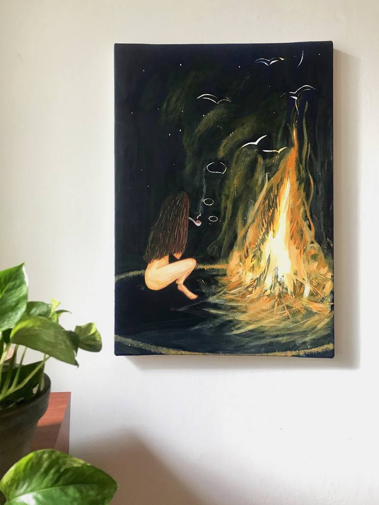 Original Contemporary Outer Space Painting by Lucja Sokolowska