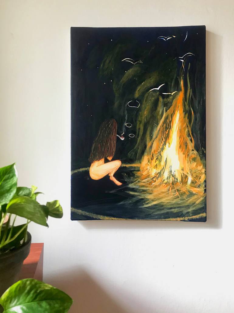 Original Contemporary Outer Space Painting by Lucja Sokolowska