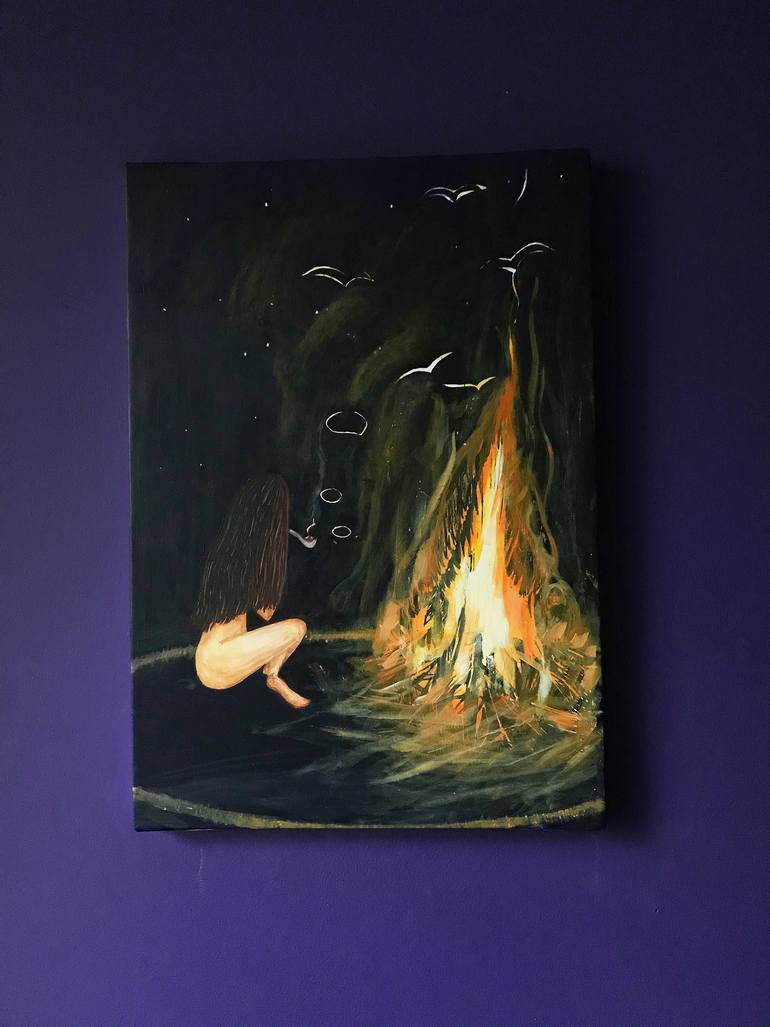 Original Contemporary Outer Space Painting by Lucja Sokolowska