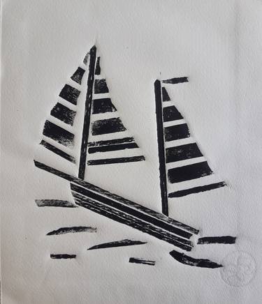Original Abstract Expressionism Boat Printmaking by Drager Meurtant