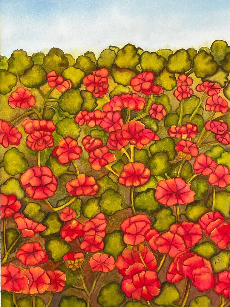 Print of Abstract Floral Paintings by Nancy Riedell