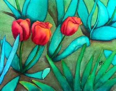 Print of Abstract Floral Paintings by Nancy Riedell