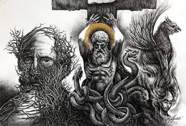 Original Surrealism Religion Drawings by Marko Karadjinovic