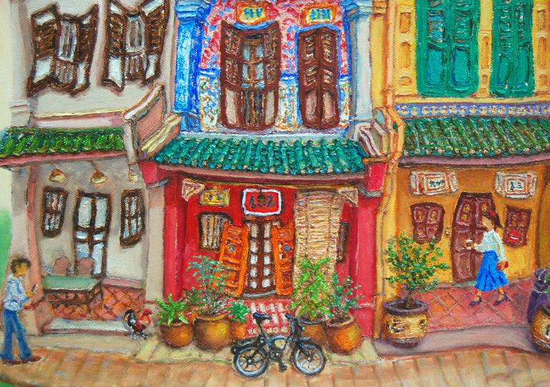 Original Art Deco Architecture Painting by Hweeyen Ong