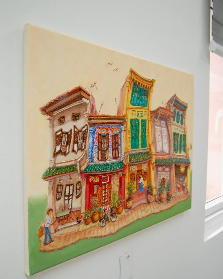 Original Art Deco Architecture Painting by Hweeyen Ong