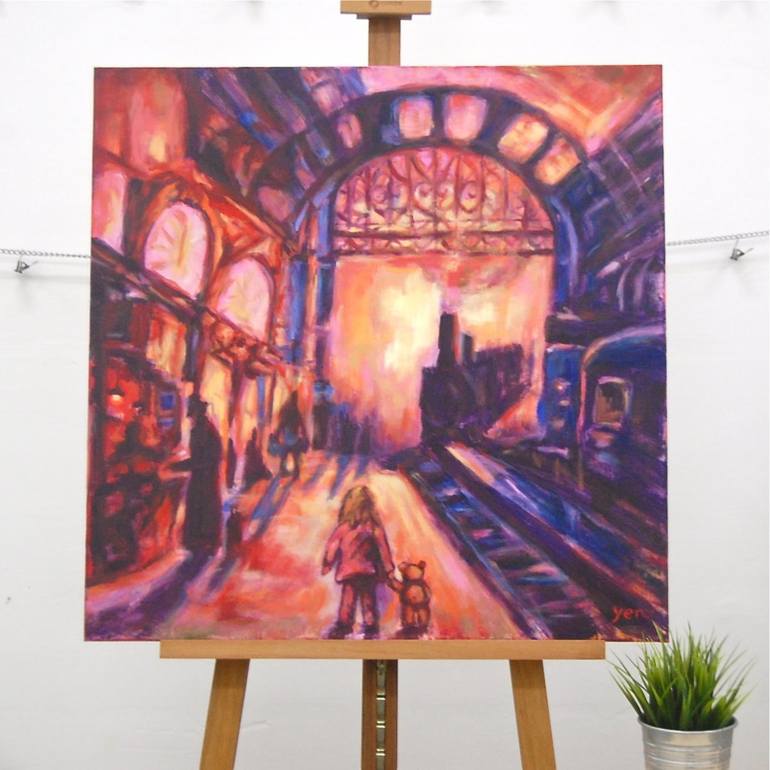 Original Impressionism Train Painting by HweeYen Ong