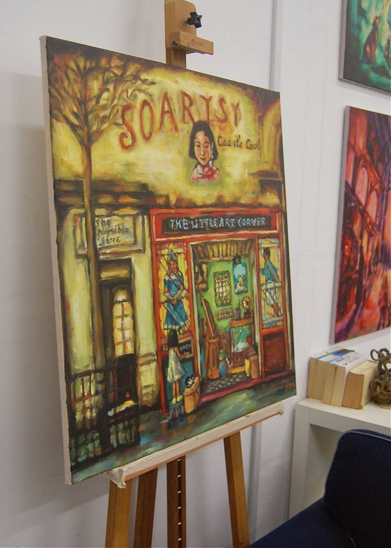 Original Art Deco Architecture Painting by Hweeyen Ong