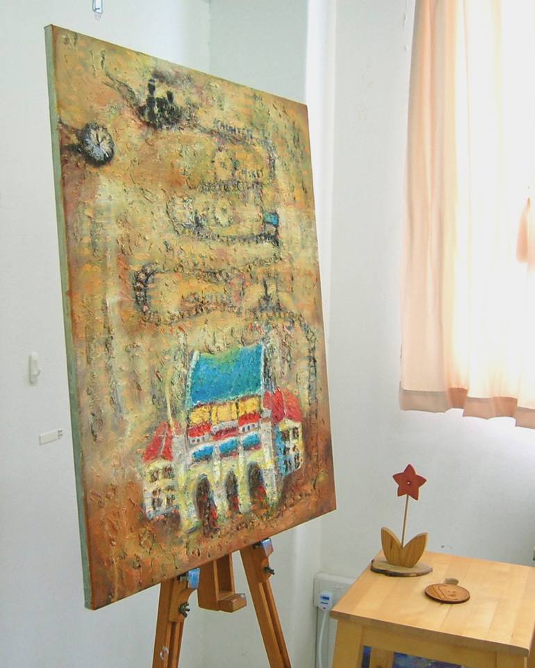 Original Impressionism Train Painting by HweeYen Ong