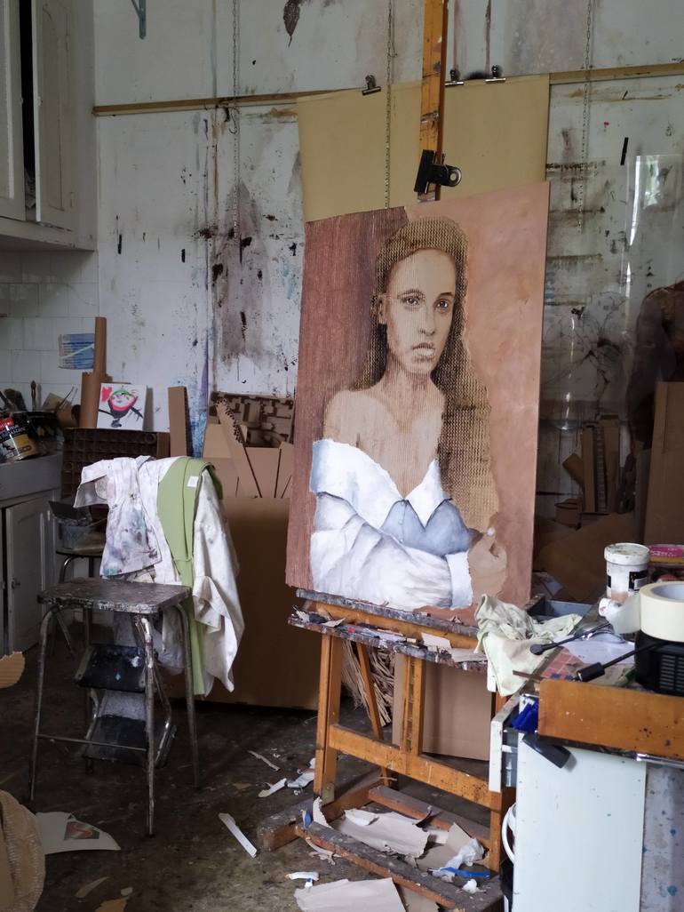 Original Figurative Portrait Painting by dominique mondo