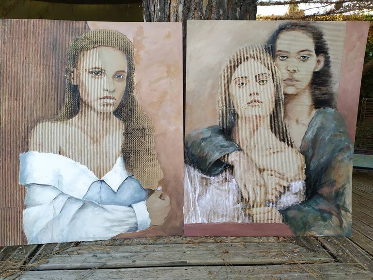 Original Figurative Portrait Painting by dominique mondo