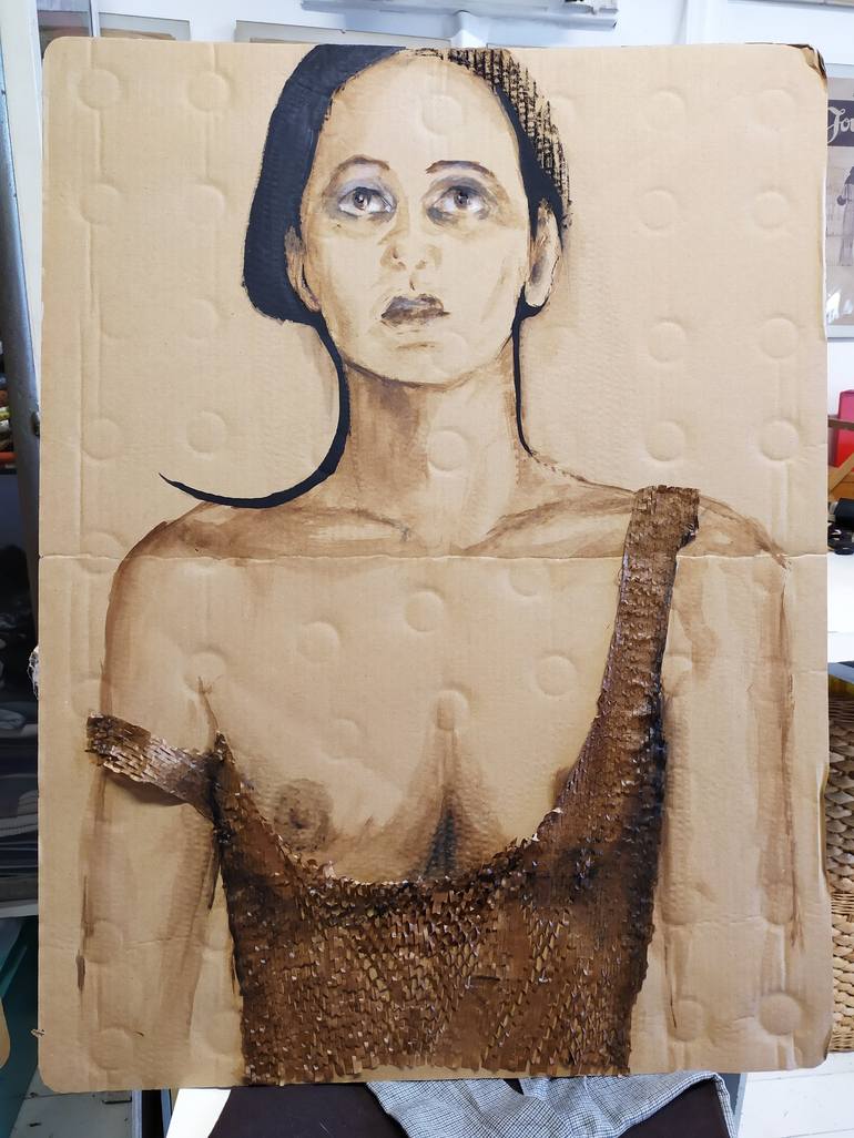 Original Figurative Portrait Painting by dominique mondo