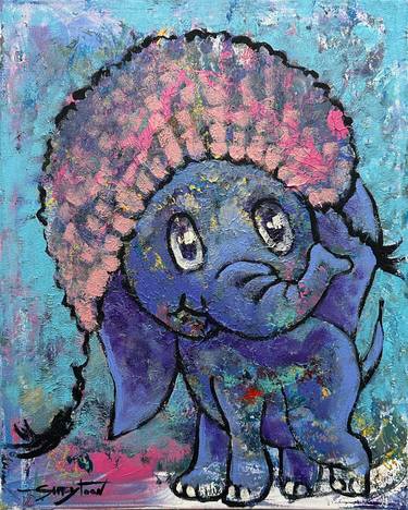 ORIGINAL painting 20"x16" Elephant thumb