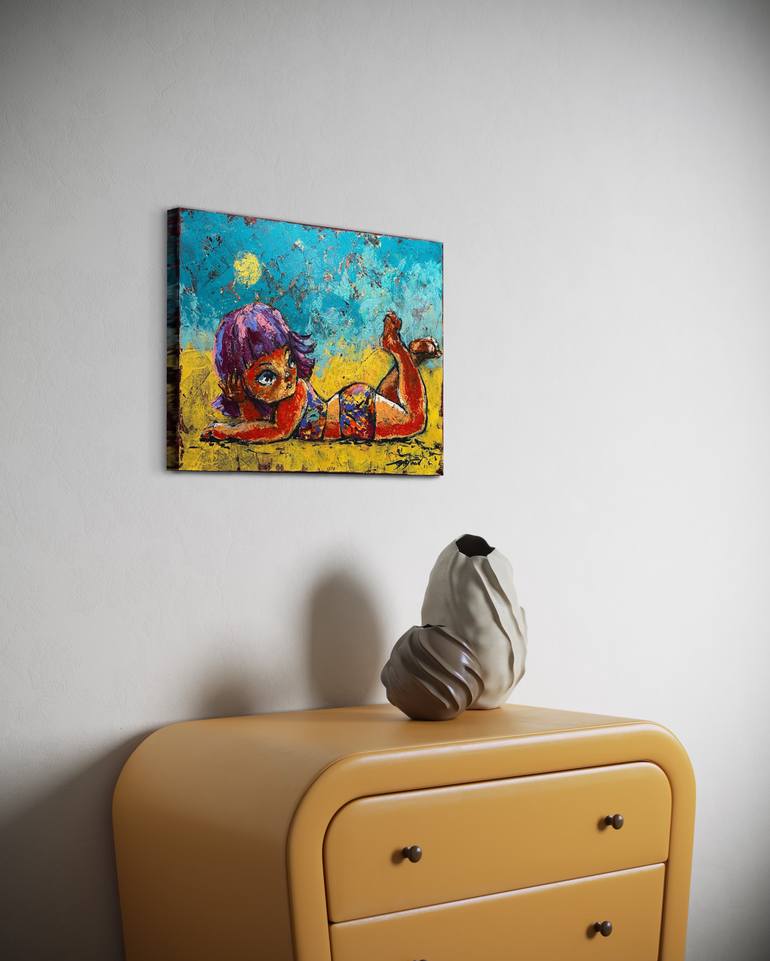 Original Expressionism Beach Painting by Gabriella Delamater