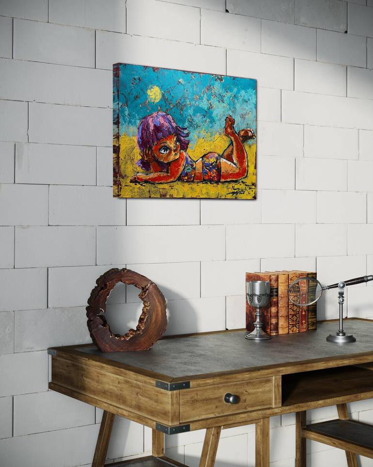 Original Expressionism Beach Painting by Gabriella Delamater