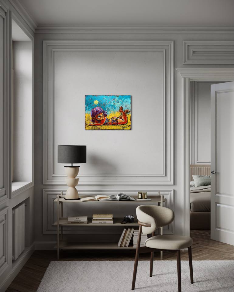 Original Expressionism Beach Painting by Gabriella Delamater