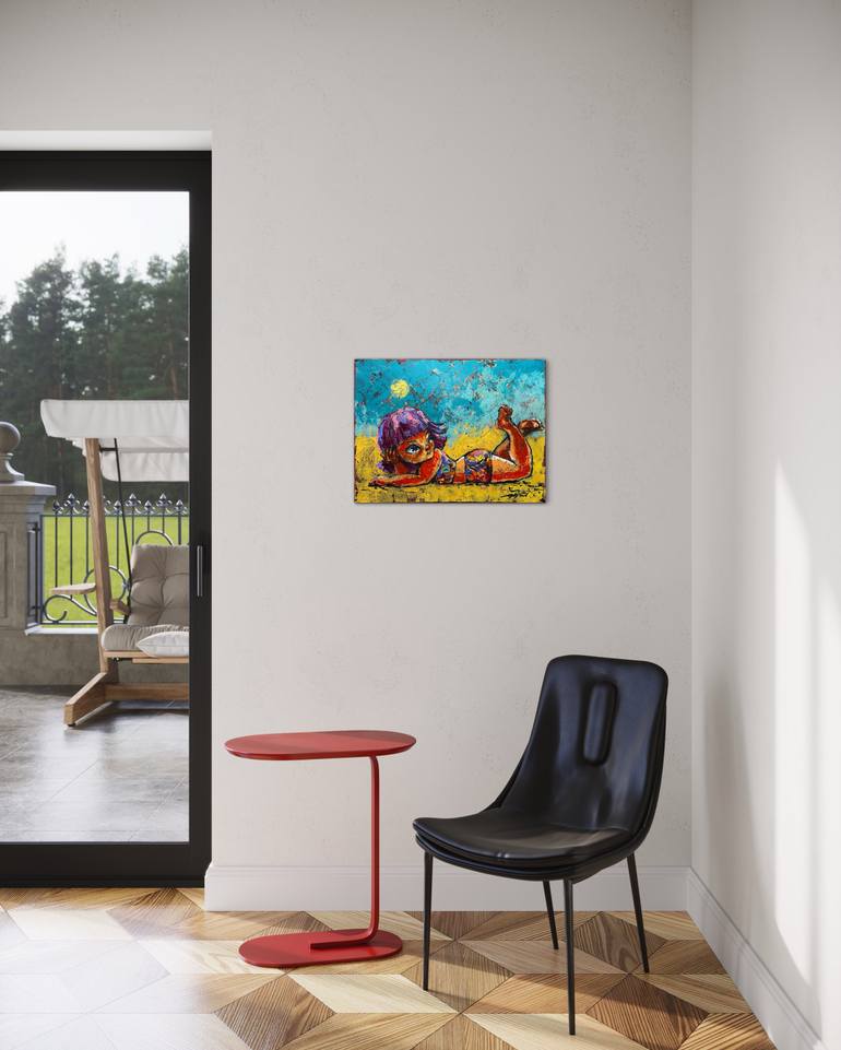 Original Expressionism Beach Painting by Gabriella Delamater