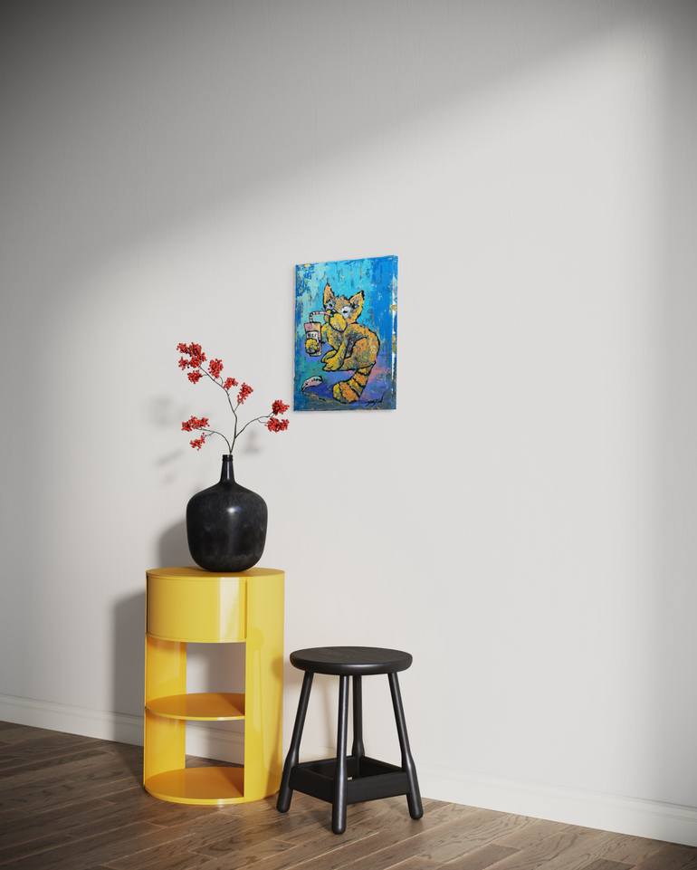 Original Expressionism Cats Painting by Gabriella Delamater