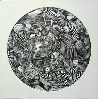 Original Surrealism Women Drawing by Bushra Khalid