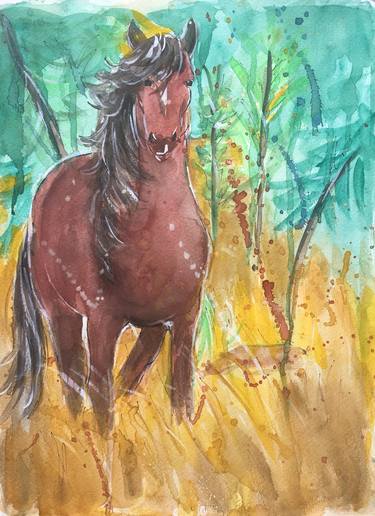 Original Figurative Horse Paintings by Regine Legler