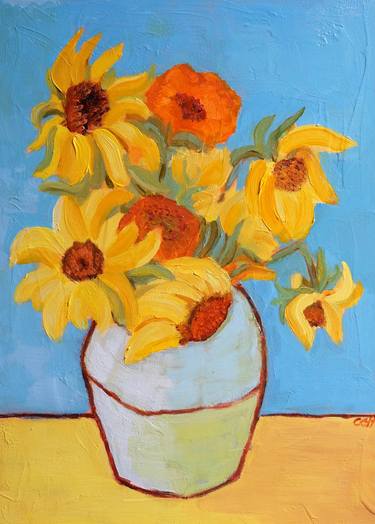 Saatchi Art Artist cath connolly hudson; Paintings, “Sunflowers for Ukraine” #art