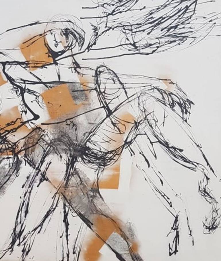 Original Abstract Expressionism Abstract Painting by Helena De Medeiros