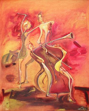Original Art Deco Music Painting by Lina Pociene