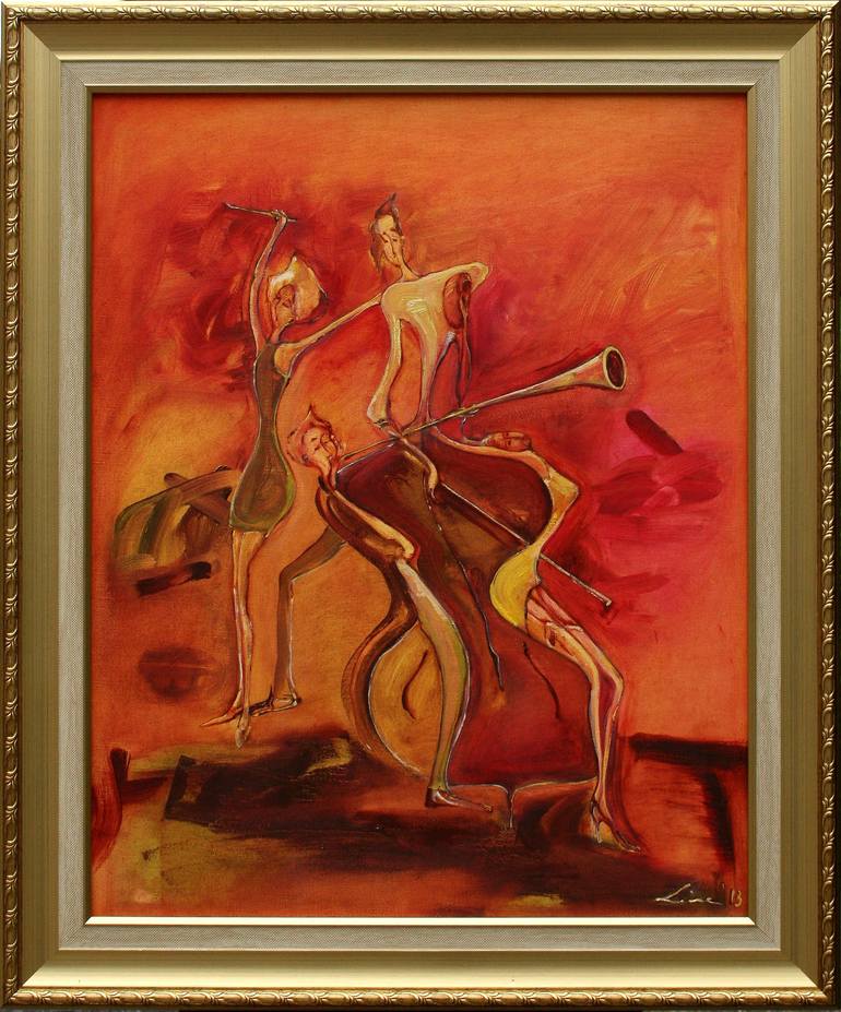 Original Art Deco Music Painting by Lina Meligy
