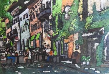 Original Impressionism Architecture Painting by tricia Poulos Leonard