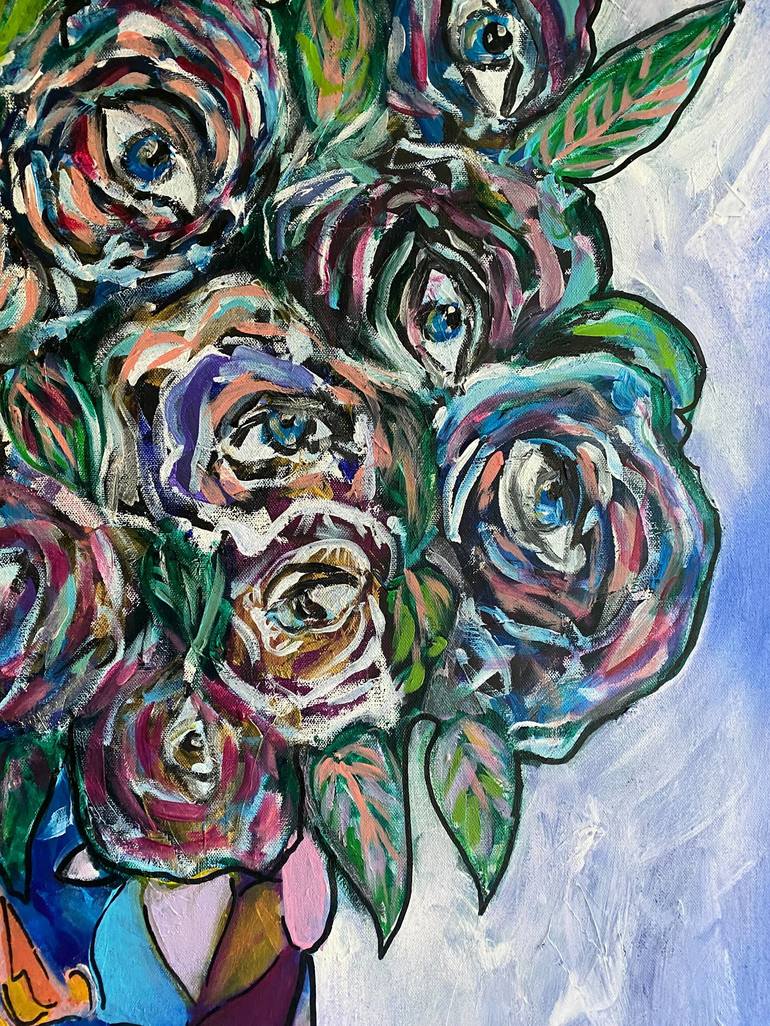 Original Expressionism Floral Painting by BenJ Curtis