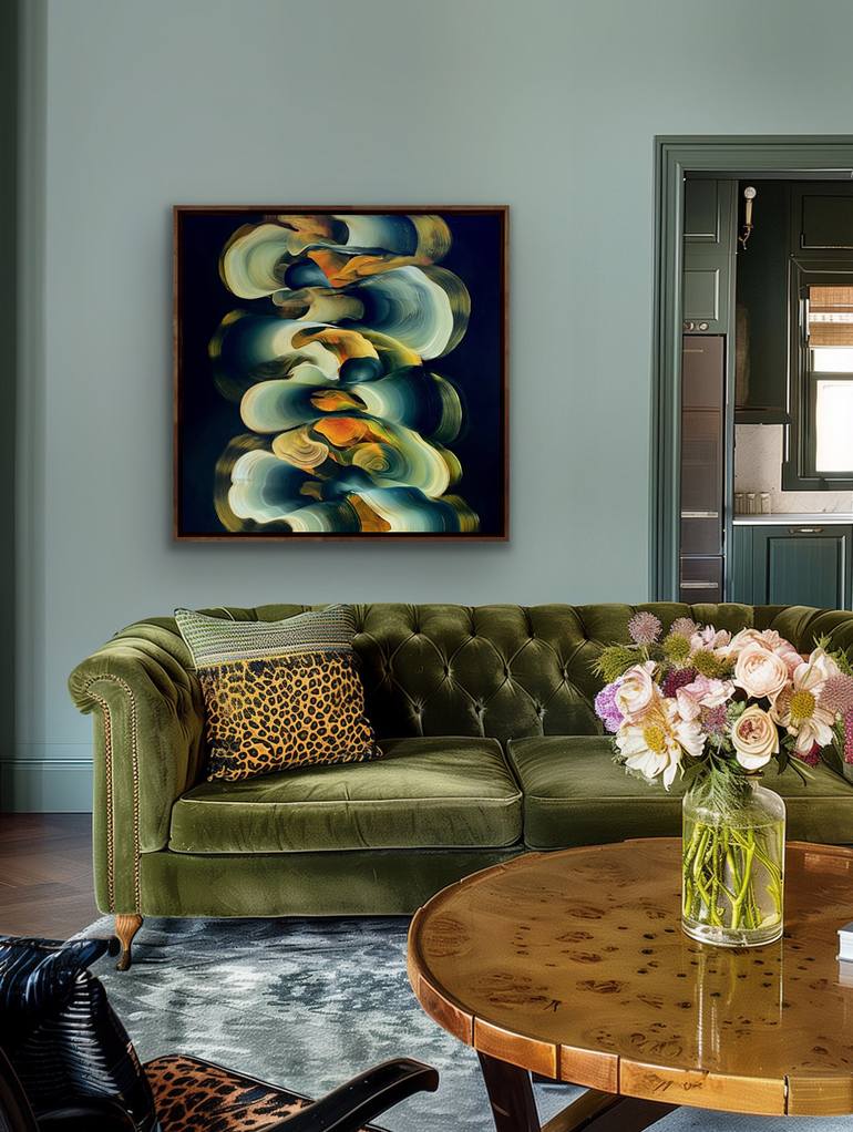 Original Art Deco Abstract Painting by Genevieve Leavold