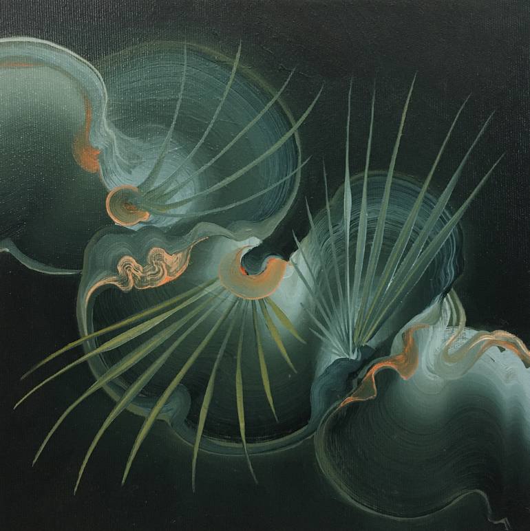 Original Abstract Botanic Painting by Genevieve Leavold